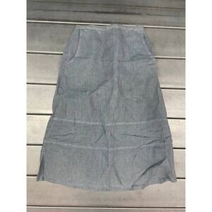 Flax Maxi Skirt Womens P (4-6) Blue 100% Linen Pull On Pockets